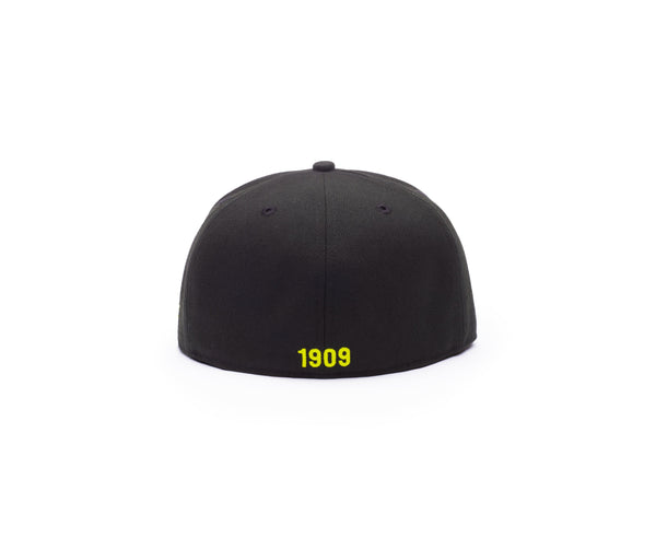 Back view of Black Borussia Dortmund Dawn Fitted with year the team was founded embroidered in yellow