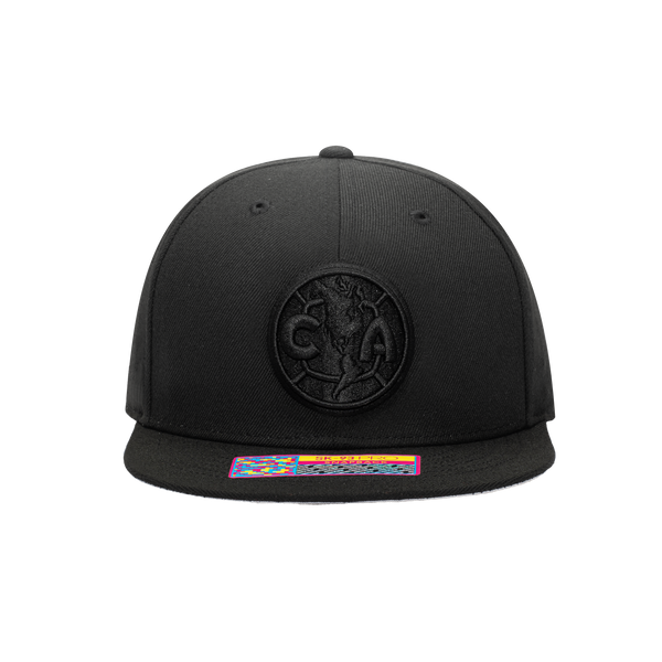 Front view of the Club America Dusk Snapback Hat in Black.