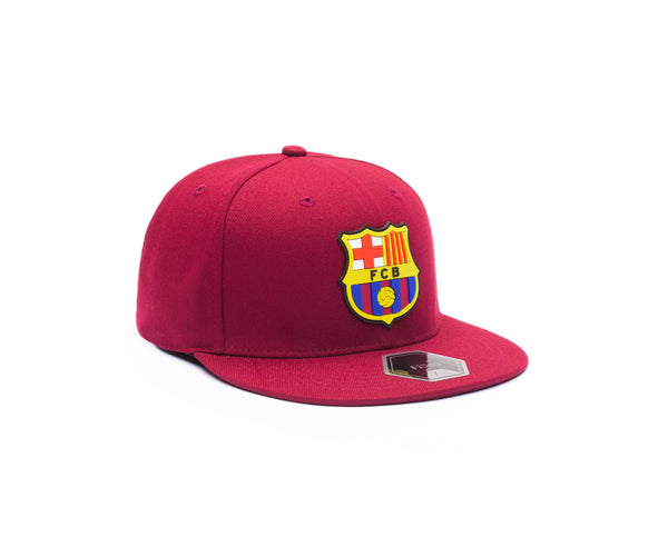 View of right side of red FC Barcelona Cult Fitted