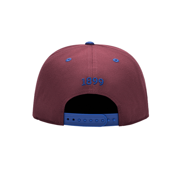 FC Barcelona Tape Snapback with high crown, flat peak brim, and snapback closure, in Cardinal