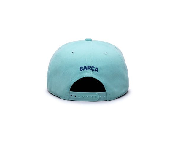 Back view of Products FC Barcelona Retro Capsule Snapback Hat with team name embroidered on the back "Barca"