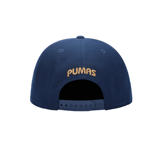 Back view of Pumas Dawn Snapback with high crown, flat peak, and snapback closure, in Navy