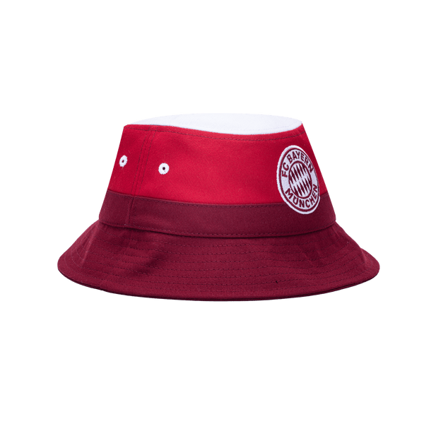 Bayern Munich Truitt Bucket hat in tri-color fabrication and team logo embroidery, in Red/White.