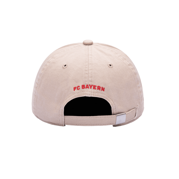 Back view of the Bayern Munich Safari Classic Adjustable with low crown, curved brim, and adjustable strap, in brown.