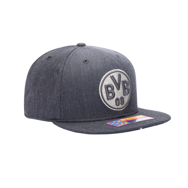 Side view of the Borussia Dortmund Platinum Snapback in Grey.