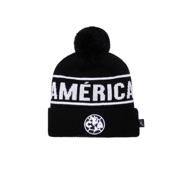 Black Club America Hit Beanie with America in white and black Pom Pom