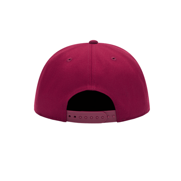 Back view of the Club America 105th Anniversary Retro Snapback with high crown, flat peak, and snapback closure, in Burgundy.