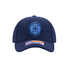 Front view of the Cruz Azul Club Ink Adjustable with high crown, curved brim, and adjustable strap, in blue.