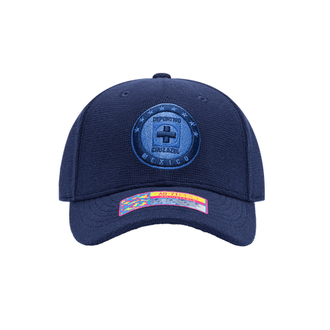 Front view of the Cruz Azul Club Ink Adjustable with high crown, curved brim, and adjustable strap, in blue.