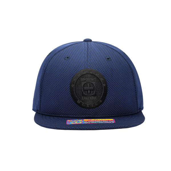 Front view of the Cruz Azul Trophy Snapback in Blue