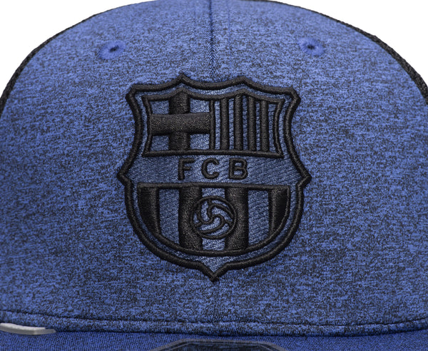 Close up of FC Barcelona Dribbling Snapback with black stitched emblem