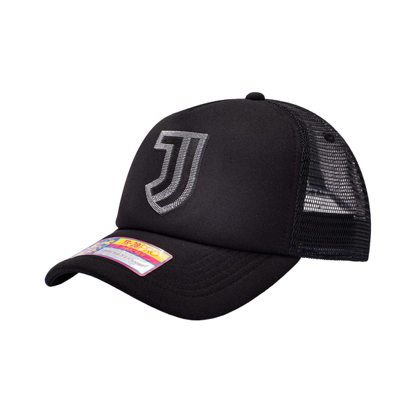 View of left side of Black Juventus Shield Trucker