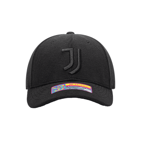 Front view of the Juventus Club Ink Adjustable with high crown, curved brim, and adjustable strap, in black.