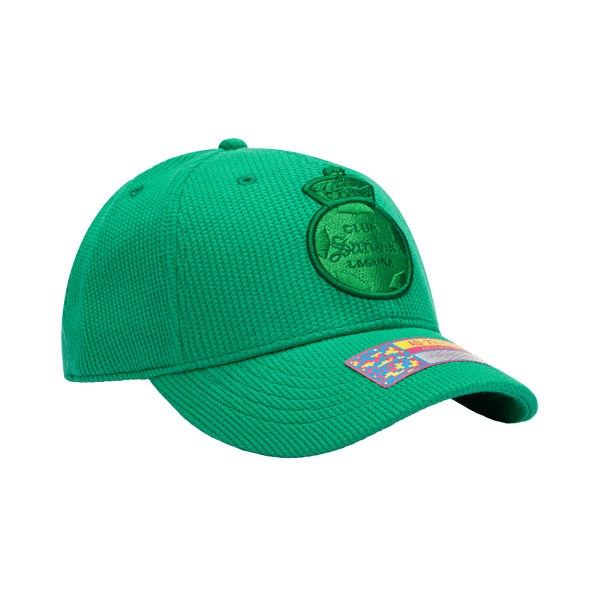 Side view of the Santos Laguna Club Ink Adjustable with high crown, curved brim, and adjustable strap, in green.